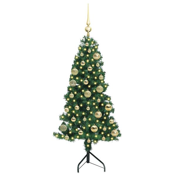vidaXL Eckiger k&uuml;nstlicher Weihnachtsbaum Gr&uuml;n 120 cm PVC und Metall