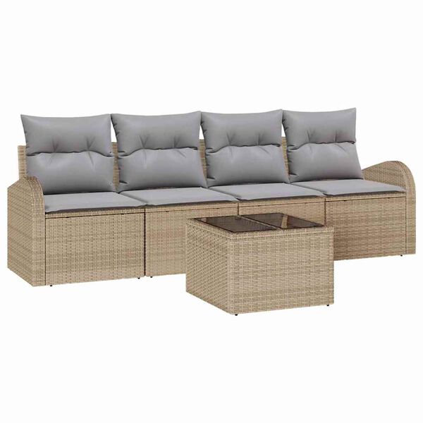 vidaXL Gartensofa-set Beige 55 x 55 x 37 cm Poly-Rattan