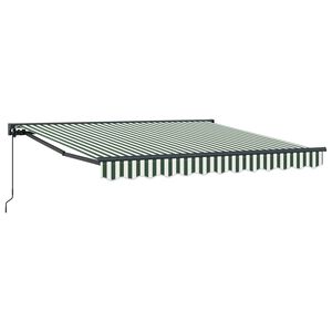 vidaXL Manuelle Markise 3 x 2,5 m Gr&uuml;n-wei&szlig; gestreift 100% Polyester