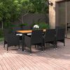 vidaXL 9-tlg. Garten-Essgruppe Poly Rattan Schwarz