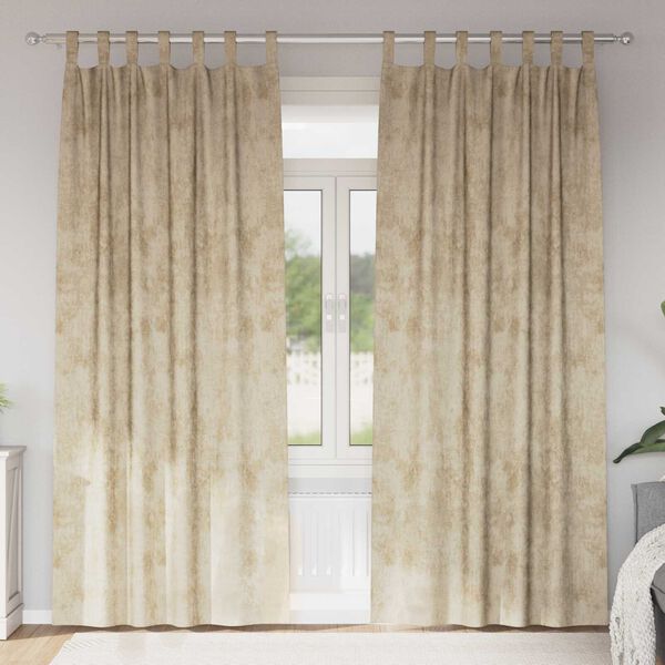 vidaXL Samtvorh&auml;nge mit Vorh&auml;ngen 2 pcs Creme 260 x 140 cm Samt