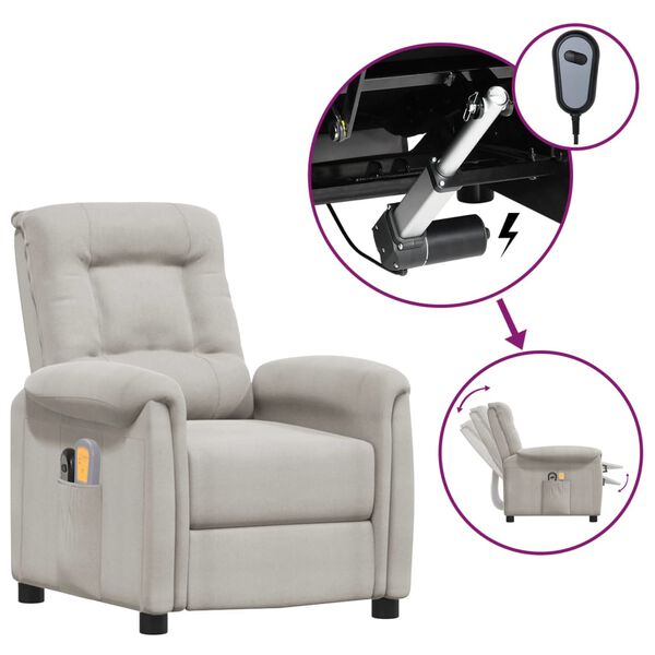 vidaXL Massagesessel Elektrisch Hellgrau Mikrofasergewebe