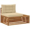 vidaXL Outdoor-Sofagarnitur mit Kissen 3 St&uuml;ck Natur und Beige
