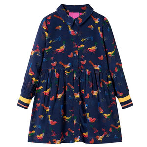 Kinderkleid mit Langen &Auml;rmeln Marineblau 104