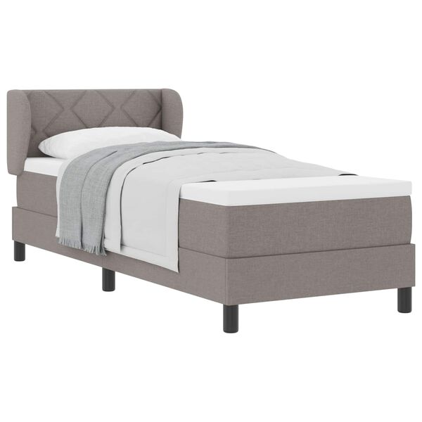 vidaXL Boxspringbett mit Matratze mit Kopfteil Taupe 80 x 200 cm Stoff