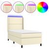 vidaXL Boxspringbett mit Matratze & LED Creme 90x200 cm Kunstleder
