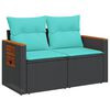 vidaXL Gartensofa mit Kissen 2-Sitzer Schwarz Poly Rattan