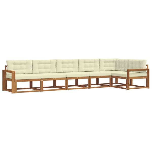 vidaXL Outdoor-Sofagarnitur mit Kissen 6 pcs Natur und Creme