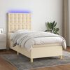 vidaXL Boxspringbett mit Matratze & LED Creme 90x200 cm Stoff