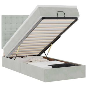 vidaXL Ottoman-Bett mit Matratzen Hellgrau 80x200 cm Samt