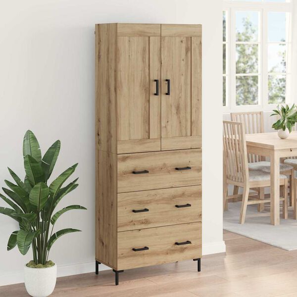 vidaXL Highboard mit Schubladen 2 pcs Artisan-Eiche Holzwerkstoff