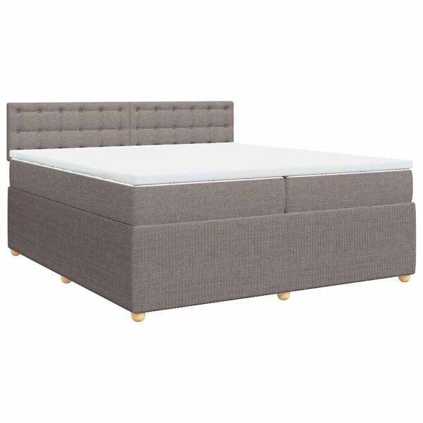 vidaXL Boxspringbett mit Matratze Taupe 200x200 cm Stoff