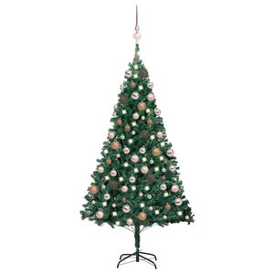 vidaXL K&uuml;nstlicher Weihnachtsbaum mit Beleuchtung & Kugeln Gr&uuml;n 120 cm