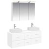 vidaXL Badezimmerm&ouml;bel-Set 4 pcs Wei&szlig; Ingenieurholz und Glas