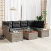 vidaXL Garten-Sofa-Set mit Kissen 7 pcs Grau Poly Rattan