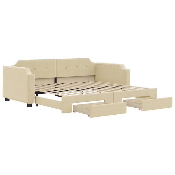 vidaXL Tagesbett Ausziehbar mit Schubladen Creme 80x200 cm Stoff