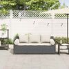 vidaXL Gartensofa mit Kissen 3-Sitzer Schwarz Poly Rattan