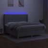 vidaXL Boxspringbett mit Matratze & LED Hellgrau 180x200 cm Stoff