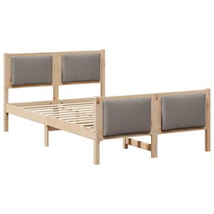 vidaXL Bettrahmen mit Kopfteil Taupe 120 x 200 cm Stoff