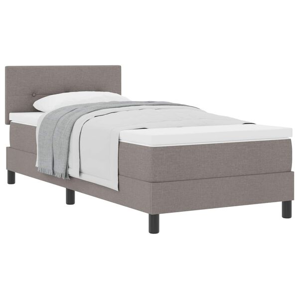 vidaXL Boxspringbett mit Matratze Taupe 100 x 200 cm Stoff