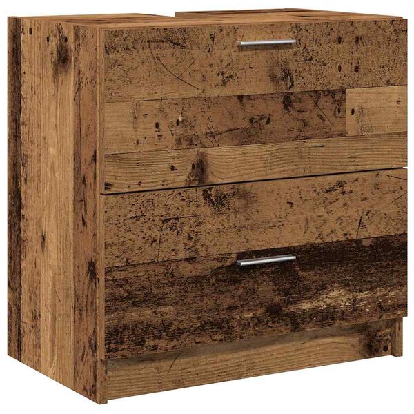 vidaXL Badezimmerschrank mit T&uuml;r Altholz 59 x 37 x 59 cm Holzwerkstoff