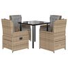 vidaXL 5-tlg. Garten-Essgruppe mit Kissen Beige Poly Rattan