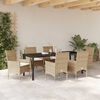 vidaXL Garten Essgruppe mit Kissen 7 pcs Beige Poly-Rattan