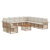 vidaXL Outdoor-Sofagarnitur 12 stk. Nat&uuml;rlich und Cremwei&szlig; Polyester
