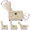 vidaXL Elektrischer Massagesessel mit Aufstehhilfe Creme Stoff
