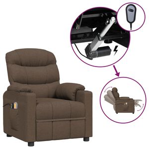 vidaXL Massagesessel Elektrisch Braun Stoff