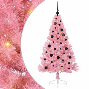 vidaXL K&uuml;nstlicher vorbeleuchteter Weihnachtsbaum Rosa 150 cm PVC