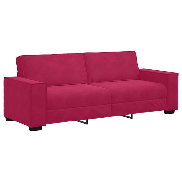 vidaXL 3-Sitzer-Sofa Weinrot 220x78x84 cm Samt