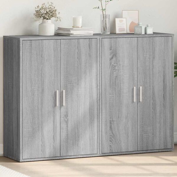 vidaXL Sideboards 2 Stk. Grau Sonoma 60x31x84 cm Holzwerkstoff