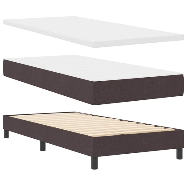 vidaXL Boxspringbett mit Matratze Dunkelbraun 200 x 90 cm Stoff