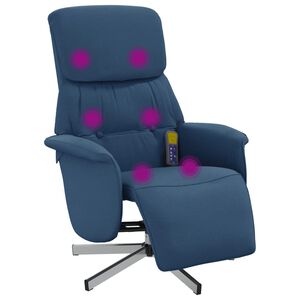 vidaXL Massagesessel mit Fu&szlig;teil Blau Stoff