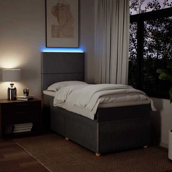 vidaXL Boxspringbett mit Matratze Taupe 90x190 cm Stoff