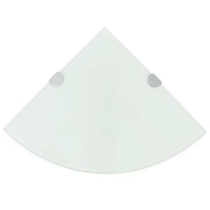 vidaXL Eckablage mit Verchromten Halterungen Glas Wei&szlig; 25x25 cm