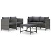 vidaXL 5-tlg. Garten-Lounge-Set mit Kissen Poly Rattan Grau