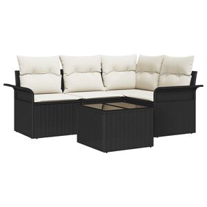 vidaXL Gartensofa-set mit Speicher 5 pcs Schwarz Poly-Rattan