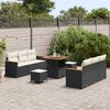 vidaXL Gartensofa-set mit Kissen 11 pcs Schwarz und Creme Poly-Rattan
