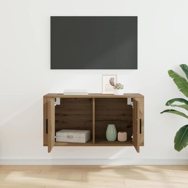 vidaXL Wandmontiertes TV-Regal Artisan-Eiche 80 x 34,5 x 40 cm