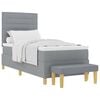 vidaXL Boxspringbett mit Matratze Hellgrau 100 x 200 cm Stoff