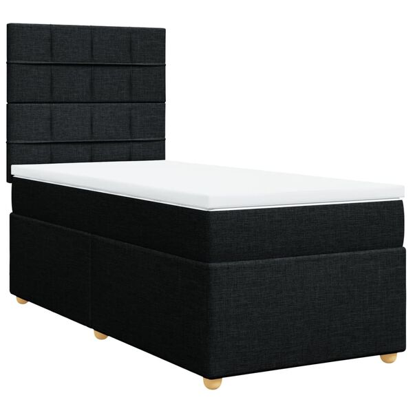 vidaXL Boxspringbett mit Matratze Schwarz 90x200 cm Stoff