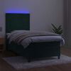 vidaXL Boxspringbett mit Matratze & LED Dunkelgr&uuml;n 90x200 cm Samt