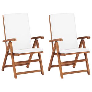 vidaXL Garten-Liegest&uuml;hle 2 Stk. mit Auflagen Massivholz Teak