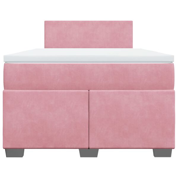 vidaXL Boxspringbett mit Matratze Rosa 120x190 cm Samt