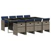 vidaXL 9-teiliges Garten-Ess-Set mit Kissen, grau, Polyrattan