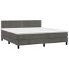 vidaXL Boxspringbett mit Matratze & LED Dunkelgrau 160x200 cm Samt
