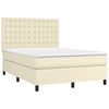 vidaXL Boxspringbett mit Matratze & LED Creme 140x190 cm Kunstleder