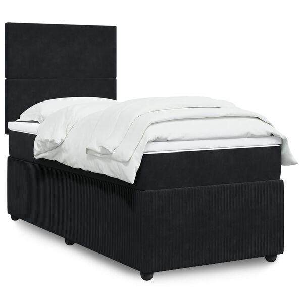 vidaXL Boxspringbett mit Matratze Schwarz 100x200 cm Samt